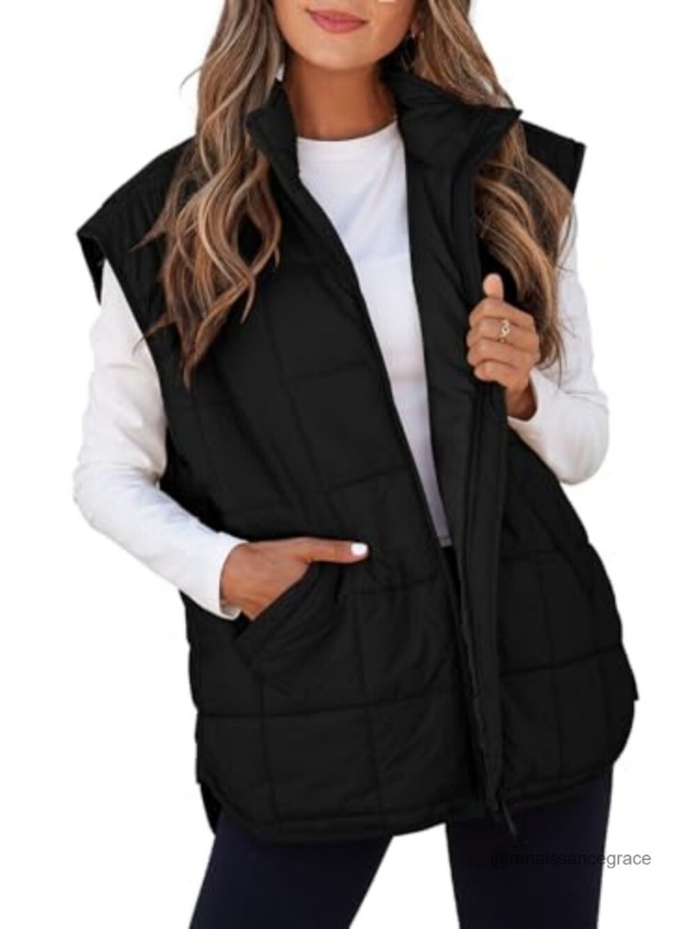 EVALESS Women Puffer Vest Quilted Cap Sleeve Zip Up Vest Tops